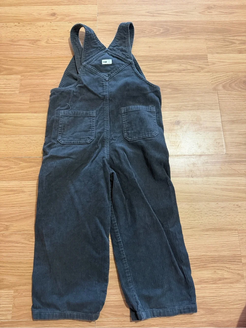 Janie and Jack Dark Gray Corduroy Overalls with airplane Patch
